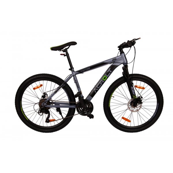 Mountainbike Factor - 26" Grau/Grn + Fahrradschloss