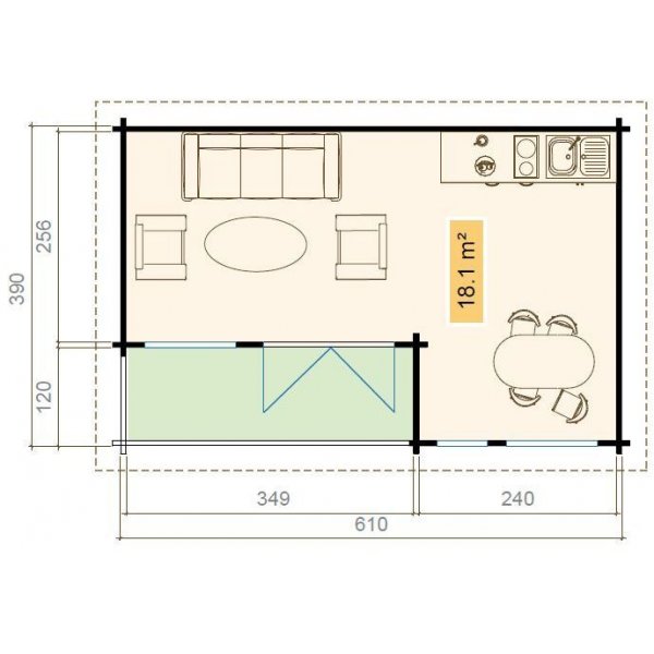 Attefallshus Ekaren F - 23,7 m² Attefallshus Ekaren F - 23,7 m²