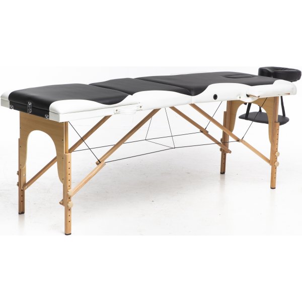 Massagebnk med trben - 3 zoner - Svart/vit
