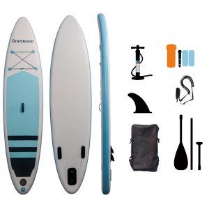 SUP Paddelbr�da 320 cm Svart/bl� | Uppbl�sbar Stand Up Paddle Board med tillbeh�r