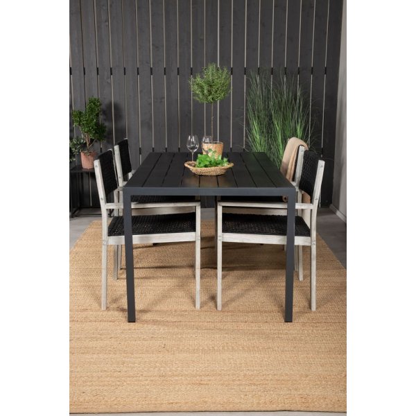 Ervalla Matgrupp (150x90) - Whitewash/Svart - 4 Stolar Ervalla Matgrupp (150x90) - Whitewash/Svart - 4 Stolar