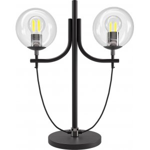 Glaslykta bordslampa H52 cm - Svart/Krom