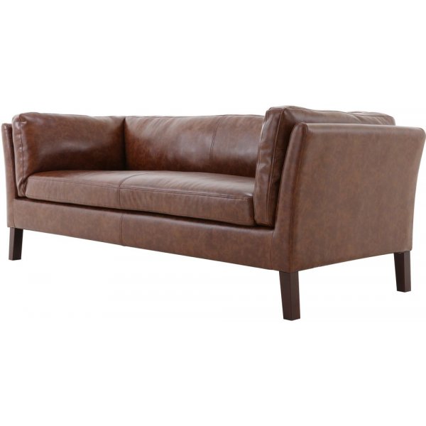 Soffa 3-sits brun vintage PU 198 cm - Heritage