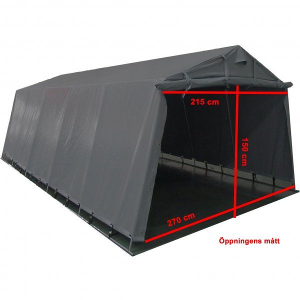 Garagetält 2,7x5,1 m PE-duk 200g/m² grå garage byggsats Garagetält 2,7x5,1 m PE-duk 200g/m² grå garage byggsats