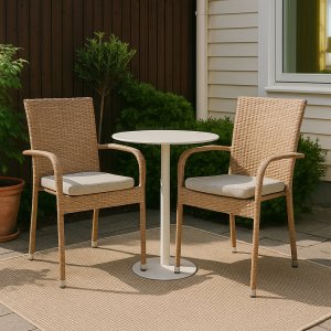 Majken stapelbar utestol med dyna - Naturfärgad konstrotting med beige sittdyna Majken stapelbar utestol med dyna - Naturfärgad konstrotting med beige sittdyna