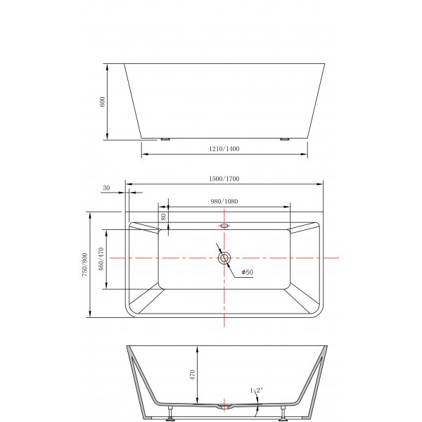 Badekar Euphrosyne - 150-170 cm Badekar Euphrosyne - 150-170 cm