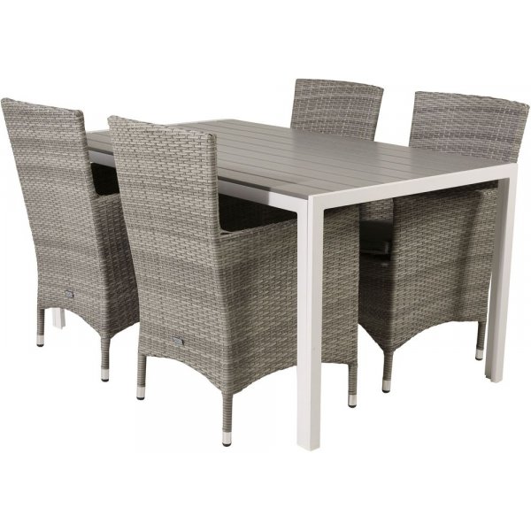 Ervalla Matgrupp (150x90) - Gr/Vit - 4 Stolar