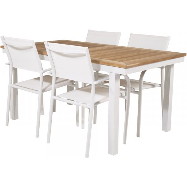 Dotorp Matgrupp (160x90) - Vit/Natur - 4 Stolar