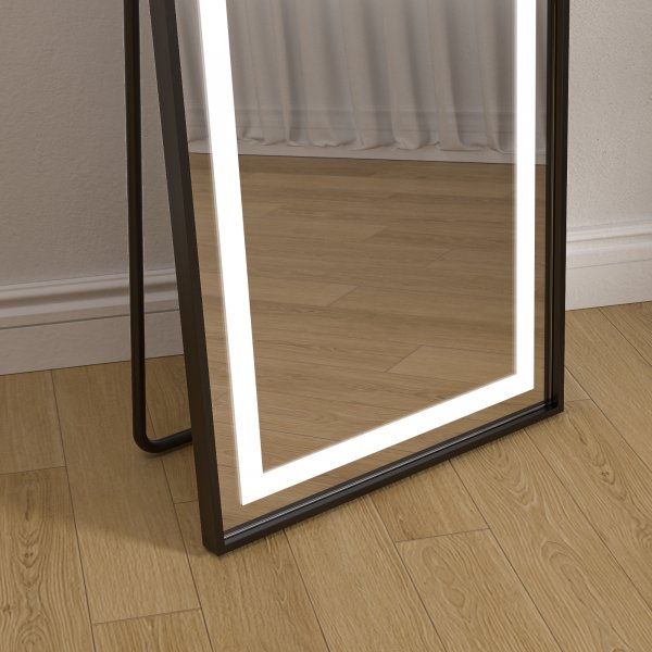 Lattiapeili valaistuksella - 170x50 cm - musta kehys Lattiapeili valaistuksella - 170x50 cm - musta kehys