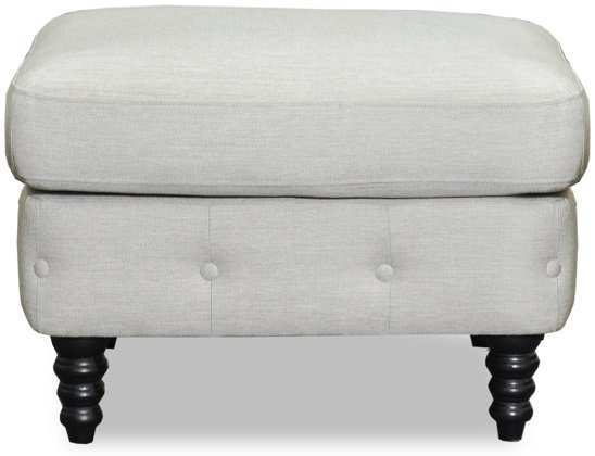 Chesterfield fotpall - Beige Linne