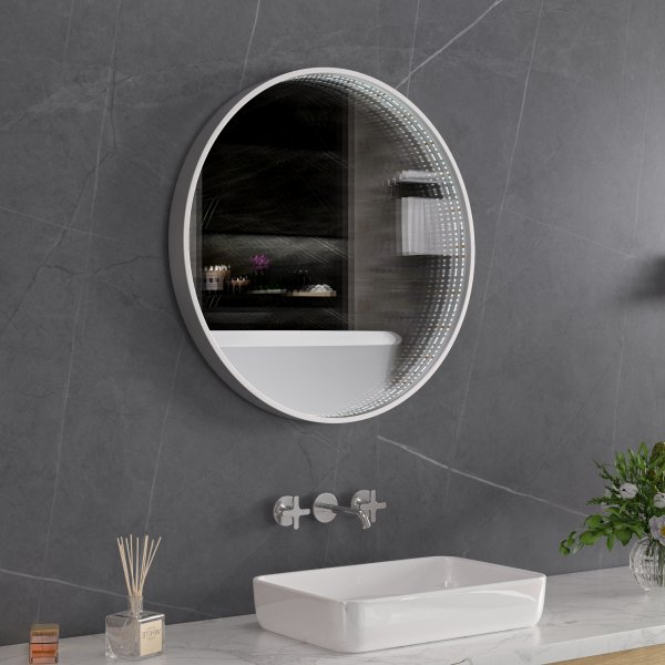 Tunnel-spegel 60 cm med LED-belysning och aluminiumram