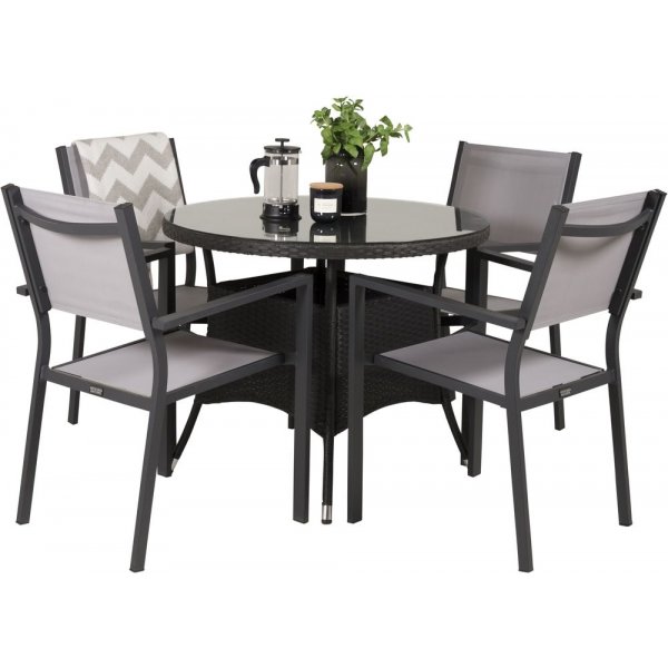 Frubol Matgrupp (90) - Svart - 4 Stolar