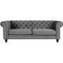 Chesterfield 3-personers sofa 210 cm gr� fl�jl