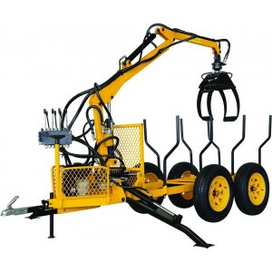 Vedsl�p med lyftkran 300 kg skogsvagn traktor Werkraft