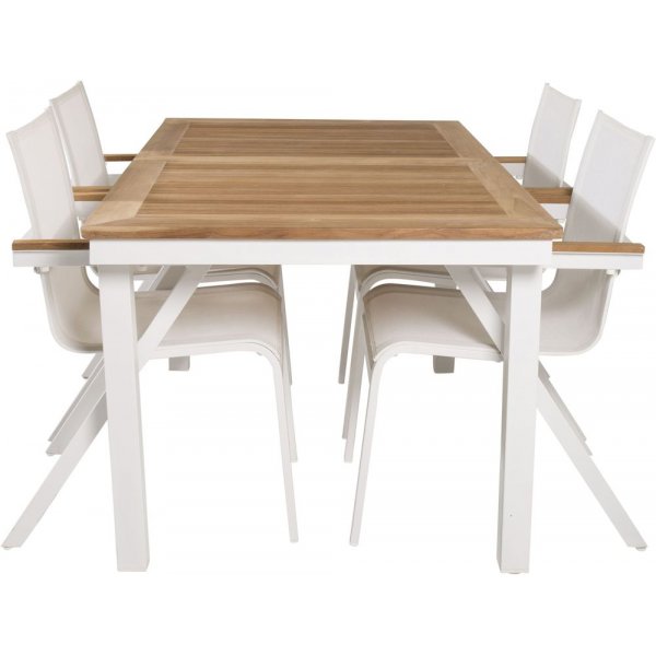Dotorp Matgrupp (160x90) - Vit/Natur - 4 Stolar