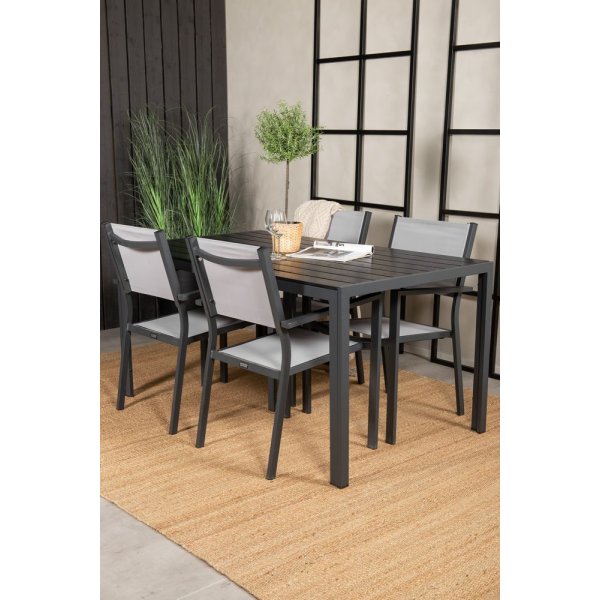 Ervalla Matgrupp (150x90) - Svart - 4 Stolar