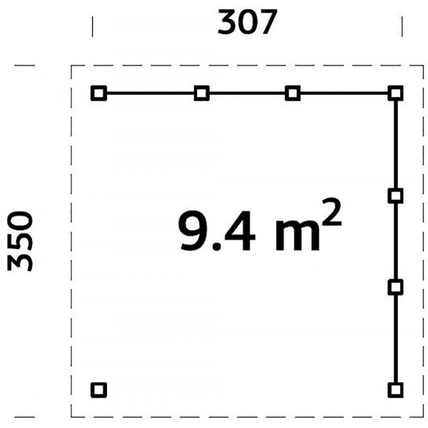 Modular Garden Paviljong 9,4m med plank - Vitlackerat