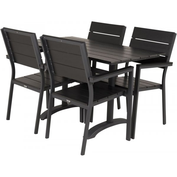 Dallaren Matgrupp (70x120) - Svart - 4 Stolar