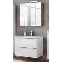 Badrumsmöbler Capri 80 cm - vit - Tvättställ med spegel