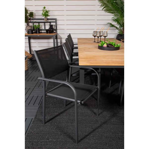 Maglehem Matgrupp (160x90) - Svart/Natur - 8 Stolar