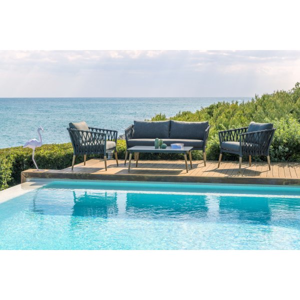 Lifestyle Garden Gartengruppe Ipanema mit Sofa, 2 Sesseln und Couchtisch - Grau / Teak / Olefin Lifestyle Garden Gartengruppe Ipanema mit Sofa, 2 Sesseln und Couchtisch - Grau / Teak / Olefin