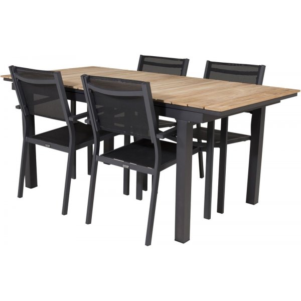 Maglehem Spisegruppe (160x90) - Sort/Natur - 4 Stole Maglehem Spisegruppe (160x90) - Sort/Natur - 4 Stole