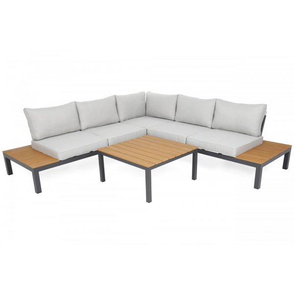 H�rnsoffa Burgos med bord - Gr�/ljusgr�