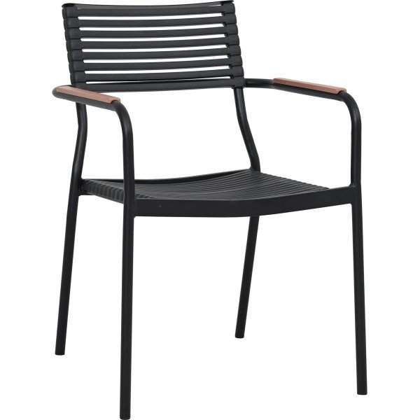 Tr�dg�rdsstol plast metall stapelbar svart brun Pino