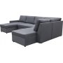 U-soffa b�ddsoffa Dream med f�rvaring - 299 cm - m�rkgr�