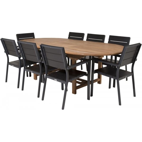 Bjuråker Spisegruppe (180x120) - Sort/Natur - 8 Stole Bjuråker Spisegruppe (180x120) - Sort/Natur - 8 Stole