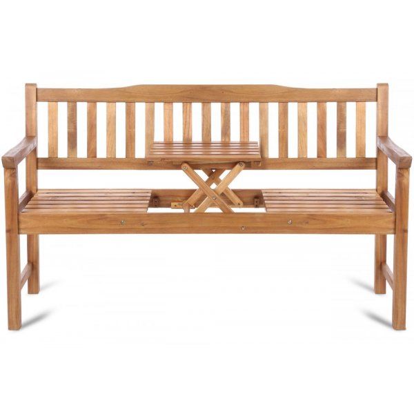 B�nk Lux - Tr�dg�rdsb�nk med uppf�llbart bord (Acacia-tr�)
