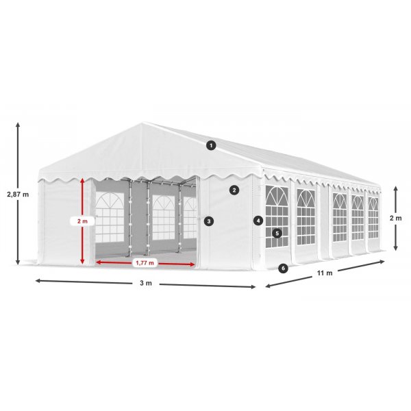 Partyzelt Eco 1 aus PE - 3 x 11 m Partyzelt Eco 1 aus PE - 3 x 11 m