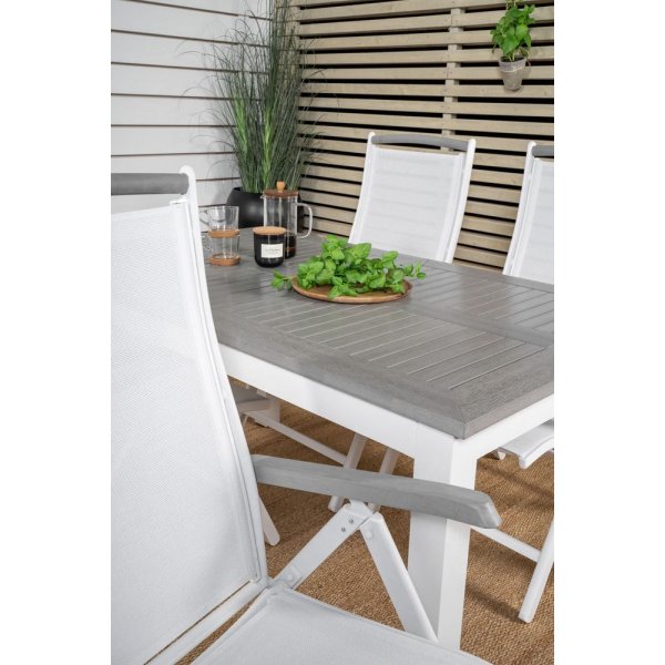 Ekens Matgrupp (160x90) - Vit/Gr - 4 Stolar