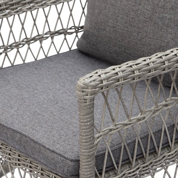 Provence-ulkotuoli harmaata synteettistä rottinkia + Tekstiilien kyllästäminen ulkokalusteisiin Provence-ulkotuoli harmaata synteettistä rottinkia + Tekstiilien kyllästäminen ulkokalusteisiin