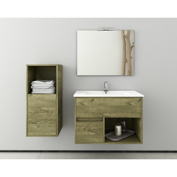 Badrumsmbler Sorrento 85 - Naturfrgat med spegel- & sidoskp