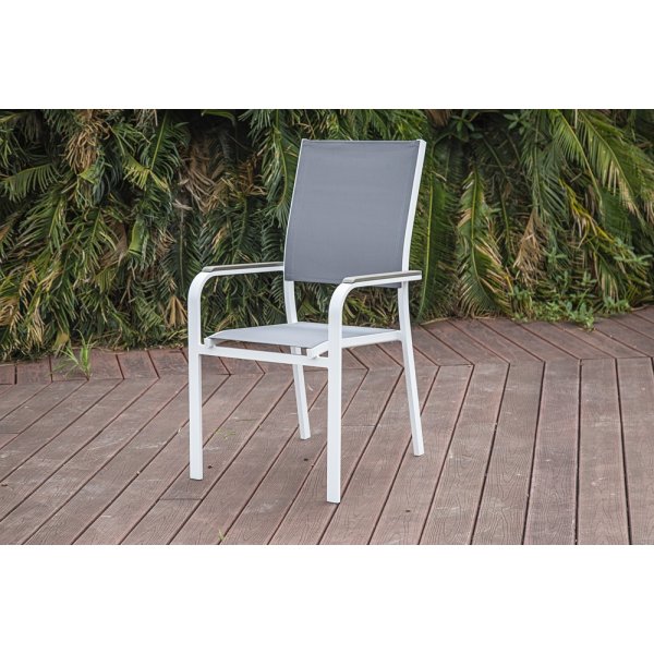 Gartentisch - Ebbarp | 150 | weies Aluminium | Graues Nichtholz