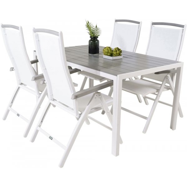 Ervalla Matgrupp (150x90) - Vit/Gr - 4 Stolar