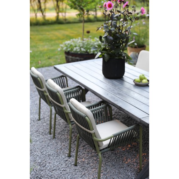 Oxford - Gartenmöbelgruppe 220 Grau/Grün mit 6 Stühlen + Reinigungsspray für Gartenmöbel Oxford - Gartenmöbelgruppe 220 Grau/Grün mit 6 Stühlen + Reinigungsspray für Gartenmöbel