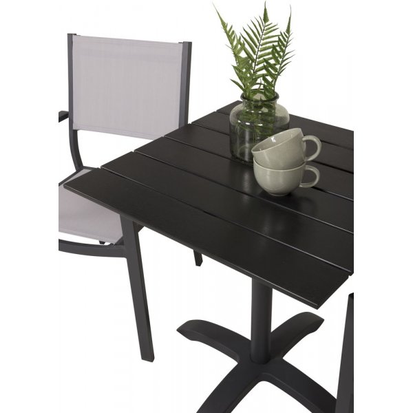 Garnviken Spisegruppe (70x70) - Sort - 2 Stole