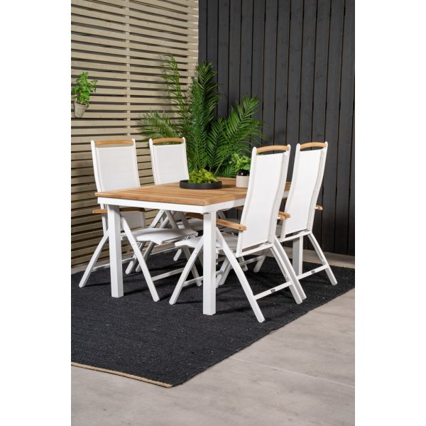 Dotorp Matgrupp (160x90) - Vit/Natur - 4 Stolar