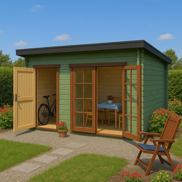 Friggebod Rolf B 11,9 m² mit Fahrradkeller Friggebod Rolf B 11,9 m² mit Fahrradkeller