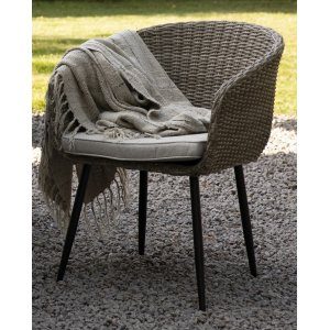 trädgårdsstol konstrotting naturfärgad utomhus med dyna 81 cm