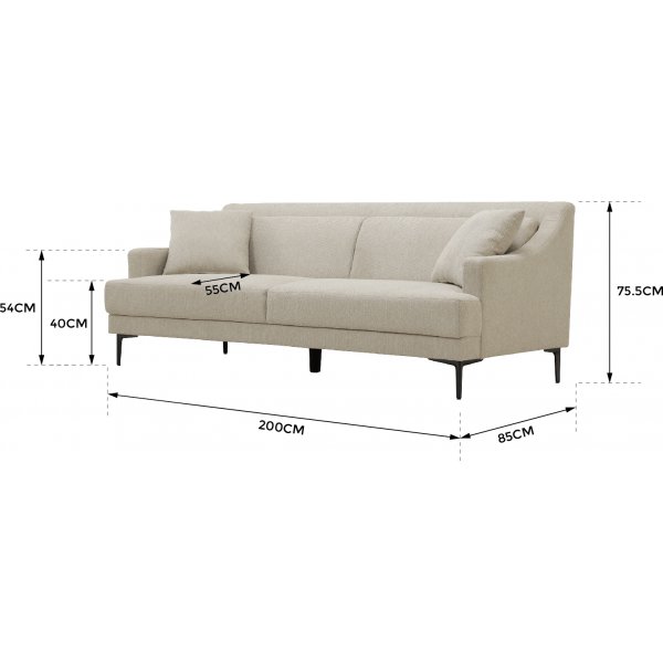 Soffa 3-sits beige modern - Hanna