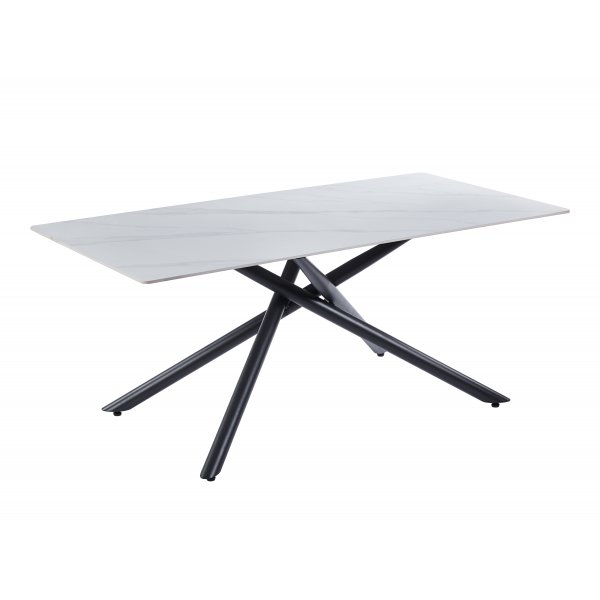 Jupiter matbord - 180x90 cm - Vit marmor keramik topp
