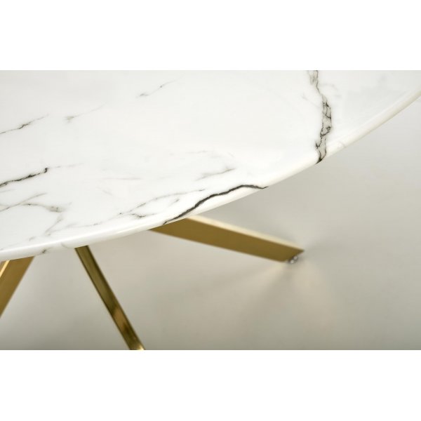 Raymond matbord �100 cm - Vit marmor/guld