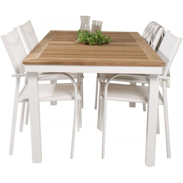 Dotorp Matgrupp (160x90) - Vit/Natur - 4 Stolar