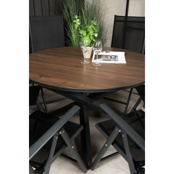 Tottarp Matgrupp (ø140) - Svart/Brun - 6 Stolar Tottarp Matgrupp (ø140) - Svart/Brun - 6 Stolar