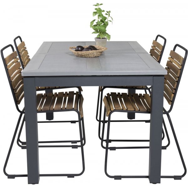 Eken�s Matgrupp (152x90) - Svart/Gr� - 4 Stolar