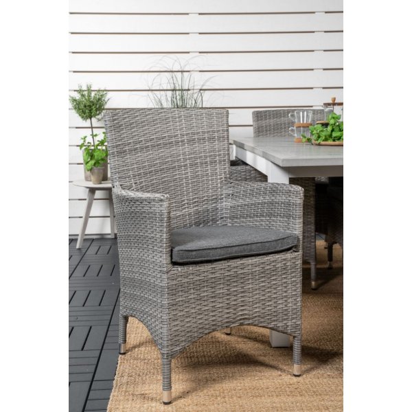 Eken�s Matgrupp (160x90) - Gr�/Vit - 6 Stolar