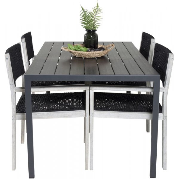 Ervalla Matgrupp (150x90) - Whitewash/Svart - 4 Stolar Ervalla Matgrupp (150x90) - Whitewash/Svart - 4 Stolar